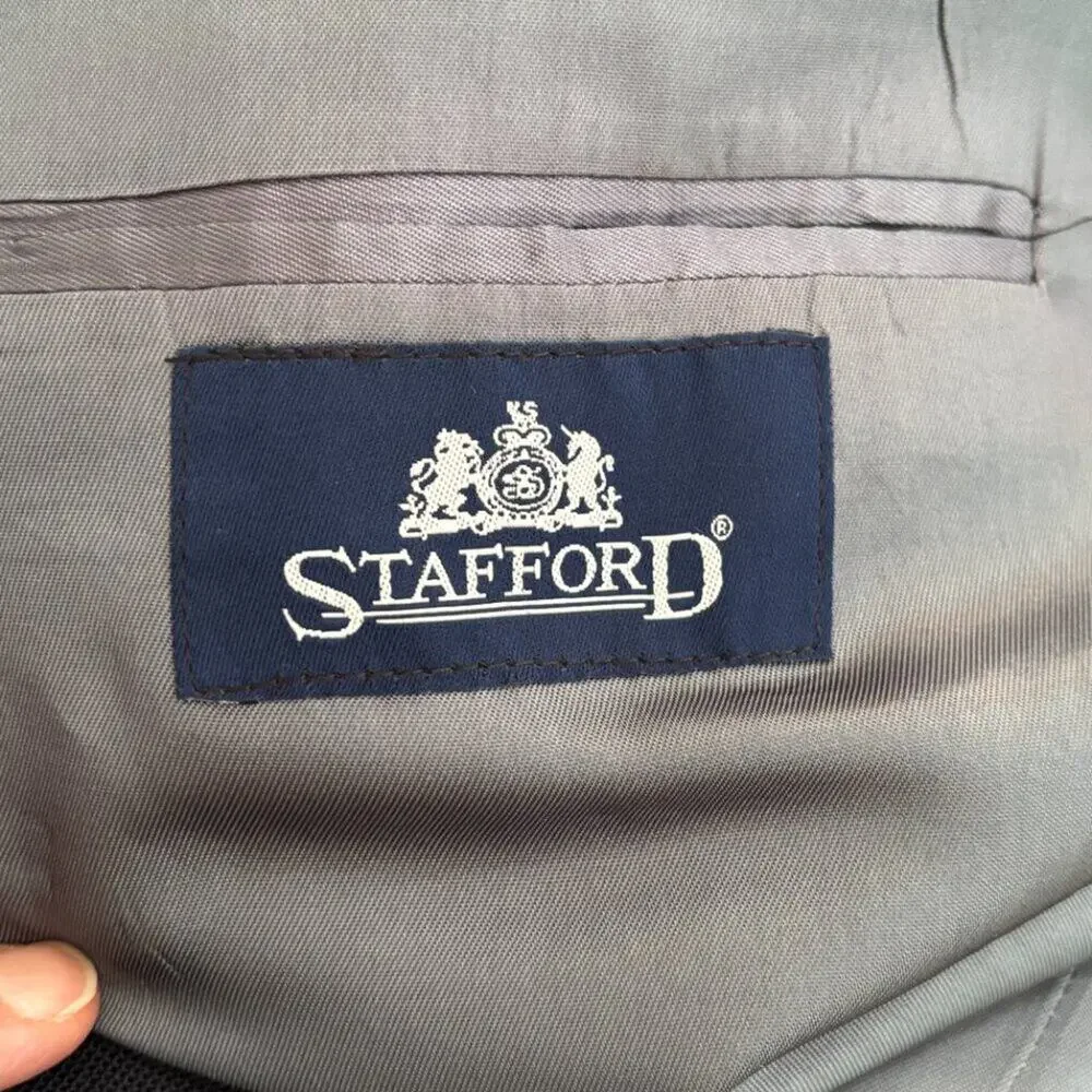 VTG STAFFORD Gold Button Wool Blend Blazer Jacket in Navy Blue  MEN'S 42R